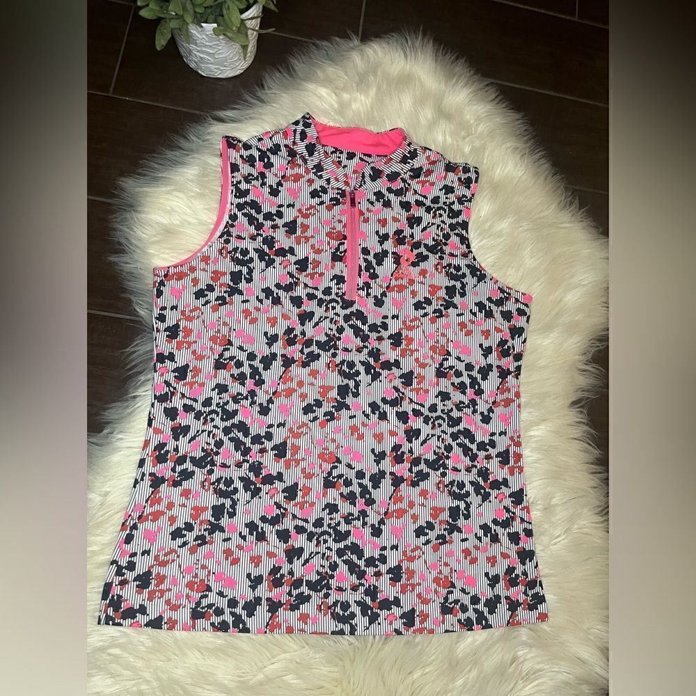 Tail pink/black/white floral Sleeveless Golf Top sz medium